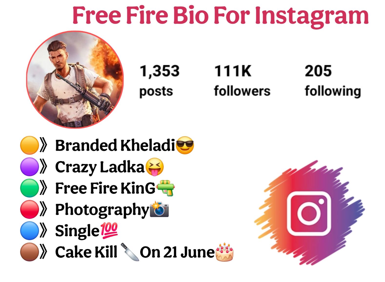 Free Fire Bio For Instagram