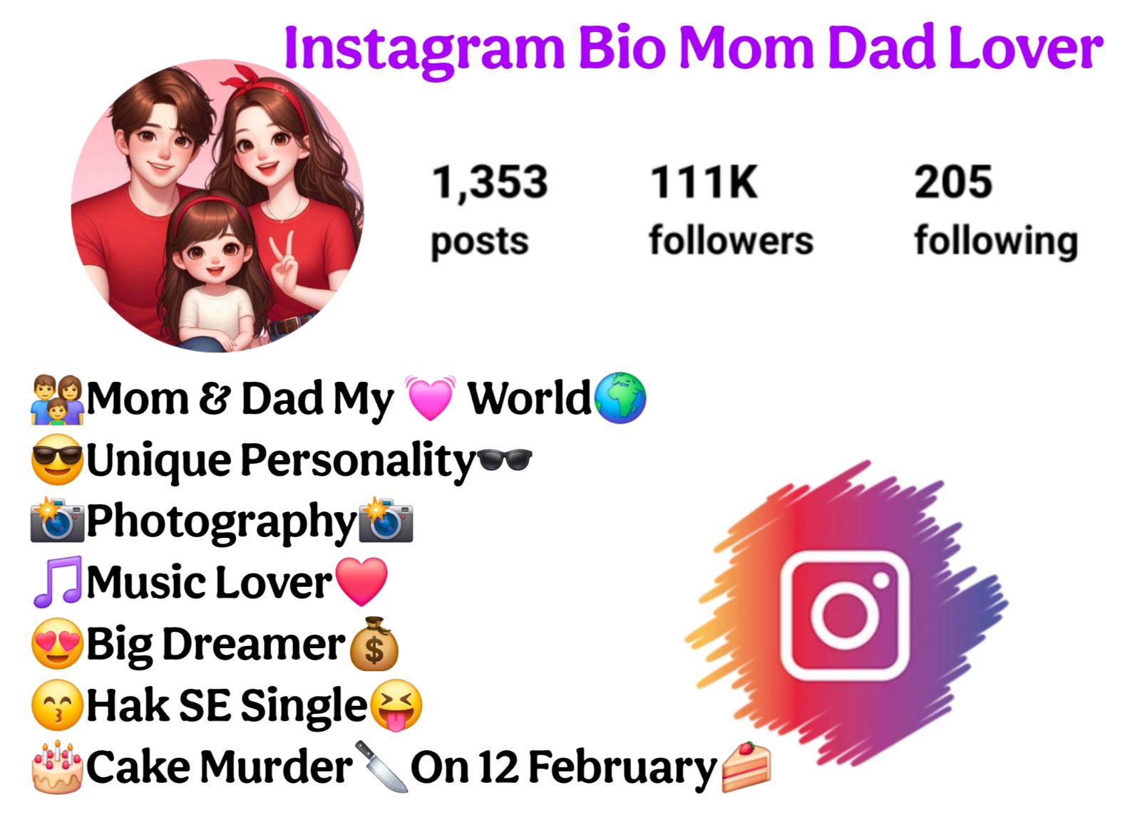 Instagram Bio Mom Dad Lover