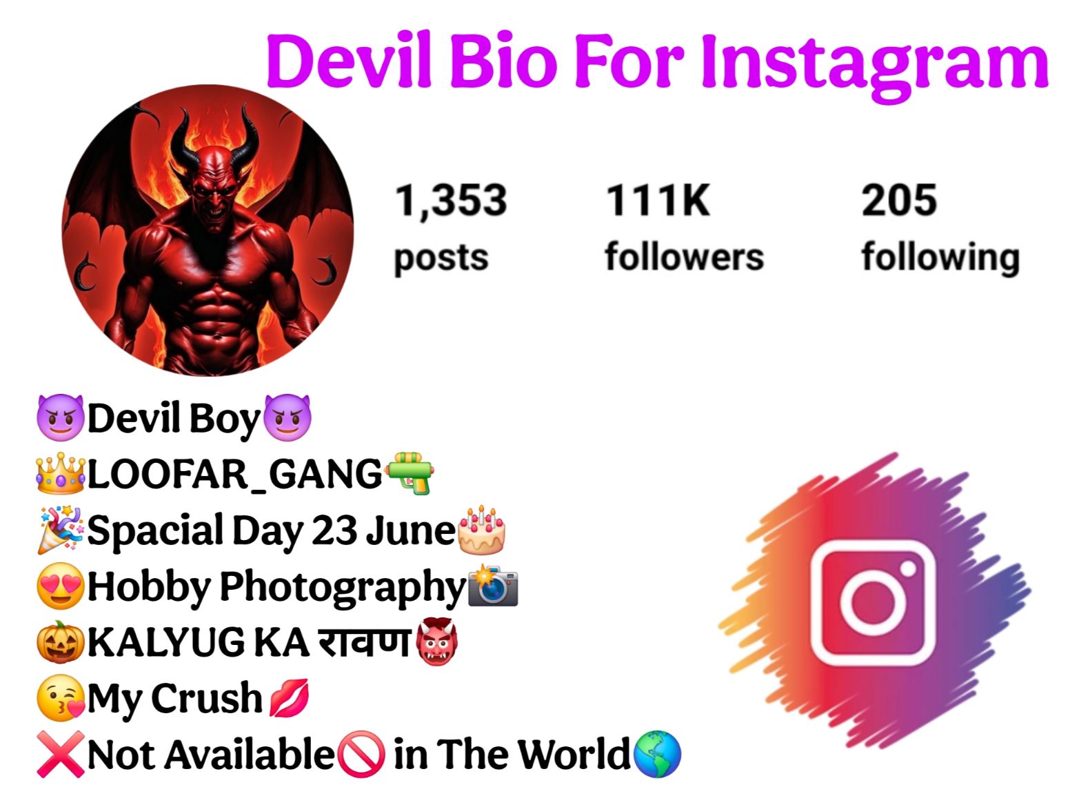 Devil Bio For Instagram